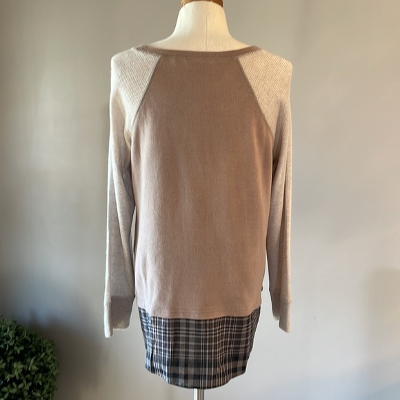 Soft Surroundings Mix media knit sweatshirt top under shirt look L/S size PL - Picture 2 of 16